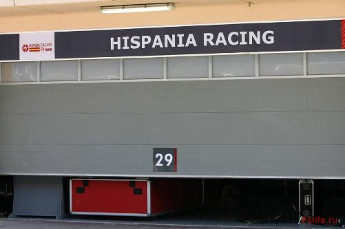 Hispania Racing F1 Team garage